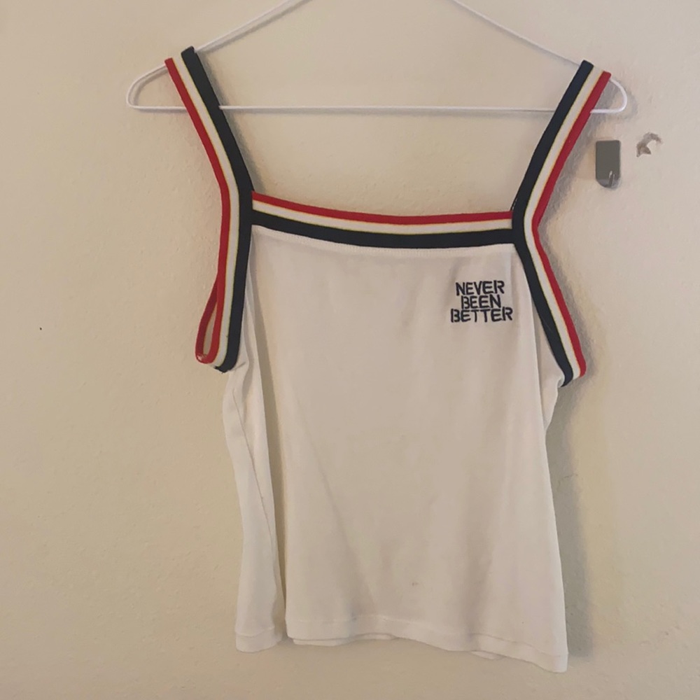 Red, white, black striped tank top